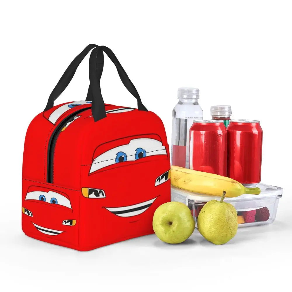Custom Car 95 Lightning Mcqueen Insulated Lunch Bag for Women Resuable Racing Car Thermal Cooler Bento Box Office Picnic Travel