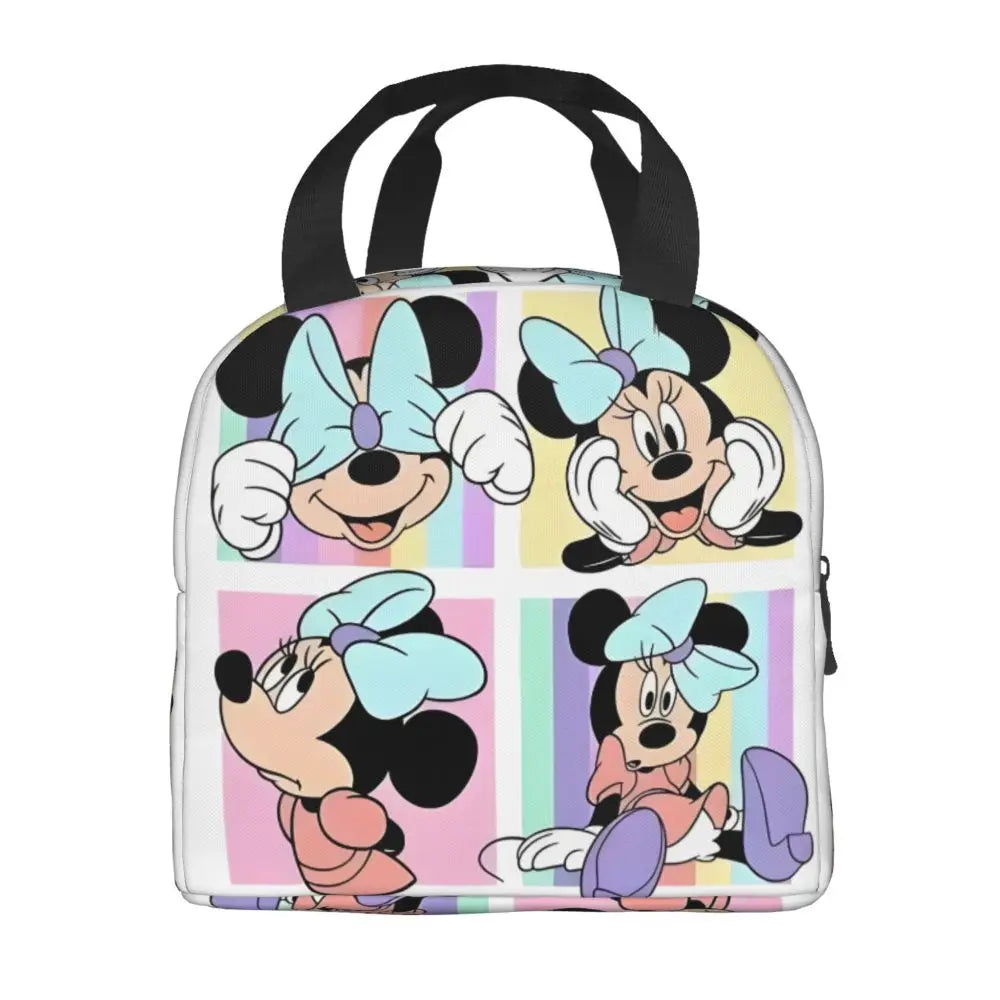 Custom Mickey Pink Minnie Mouse Lunch Bag Women Creative Design Cooler Warm Insulated Lunch Box for Kids School