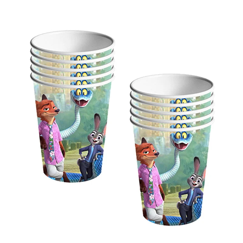 Disney Zootopia Birthday Party Decorations Supplies Judy Nick Tableware Tablecloth Balloon Zootropolis‌ Happy Birthday Plate Kit