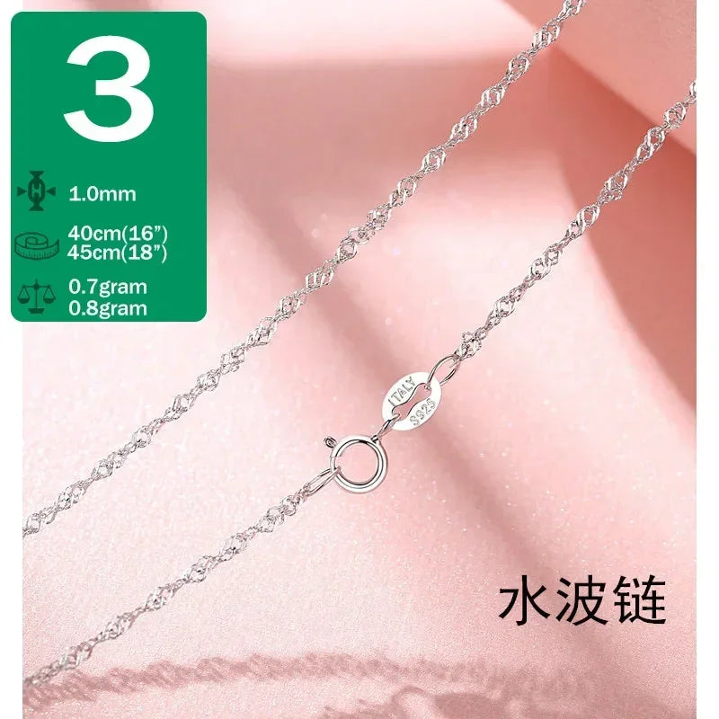 TrustDavis Real 925 Sterling Silver Necklace Water-wave Snake Beads Box Chain 40/45cm Necklace For Woman Necklace Jewelry DC25