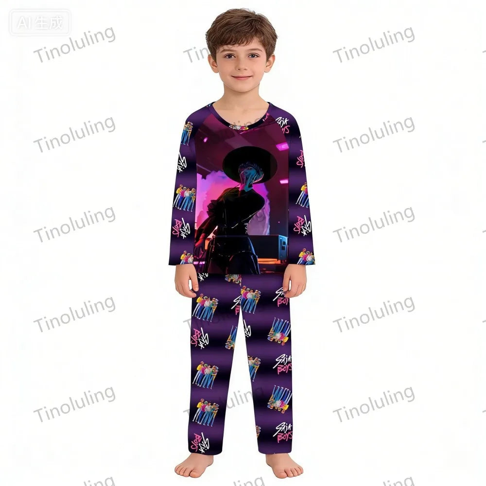 KPop Demon Hunters Huntrix Kids Pajamas Set Long Sleeve Girls Clothing 2pcs Children's Sleepwear Cartoon Boys Nightwear 3-14Y