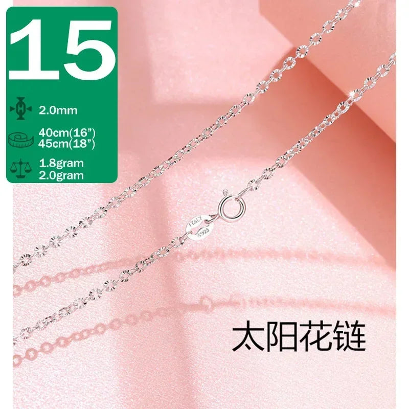 TrustDavis Real 925 Sterling Silver Necklace Water-wave Snake Beads Box Chain 40/45cm Necklace For Woman Necklace Jewelry DC25
