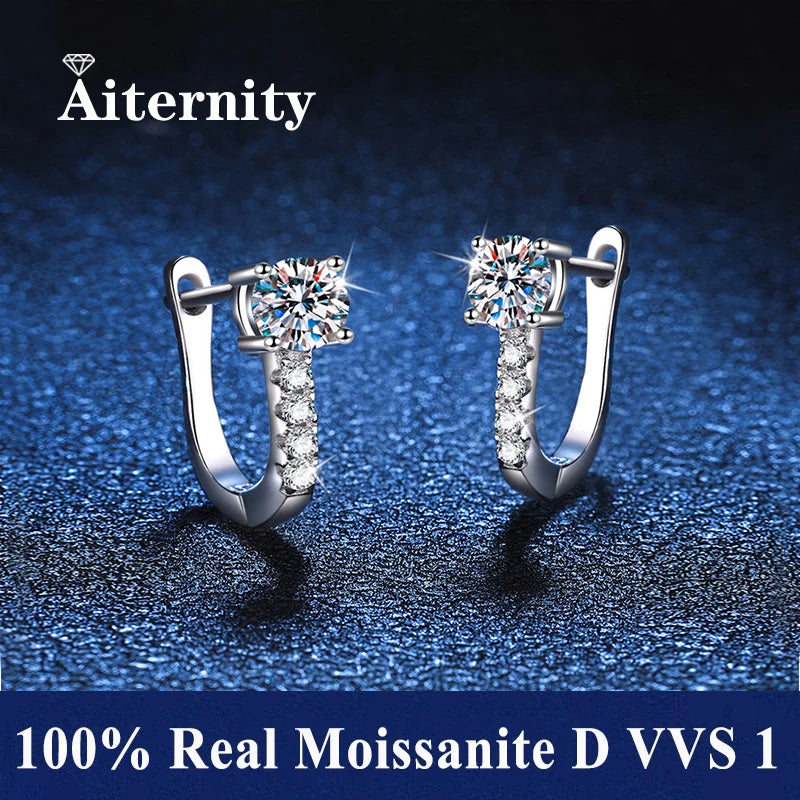 GRA Certificates 100% Real Moissanite 925 Sterling Silver D VVS1 Pass Diamond Tester Pen Moissanite Stud Earrings For Women
