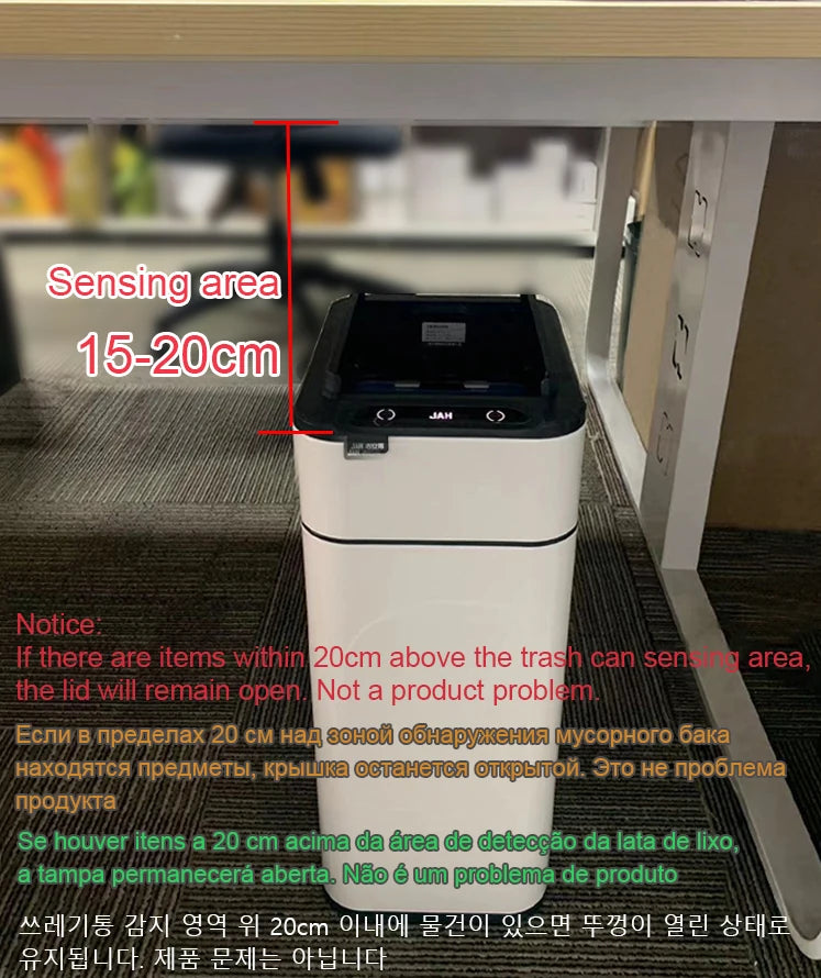Smart Trash Can 15L 20L 30L 40L 50L 60L Stainless Steel Waste bin High Trash Cans Garbage Bin for Kitchen Trash Can Wastebasket