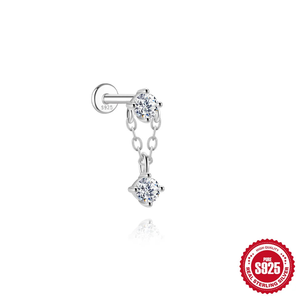 AIDE Certified Moissanite Earrings 925 Sterling Silver Piercing Woman Jewelry Water drops stars moon tassels flowers leaves Gift