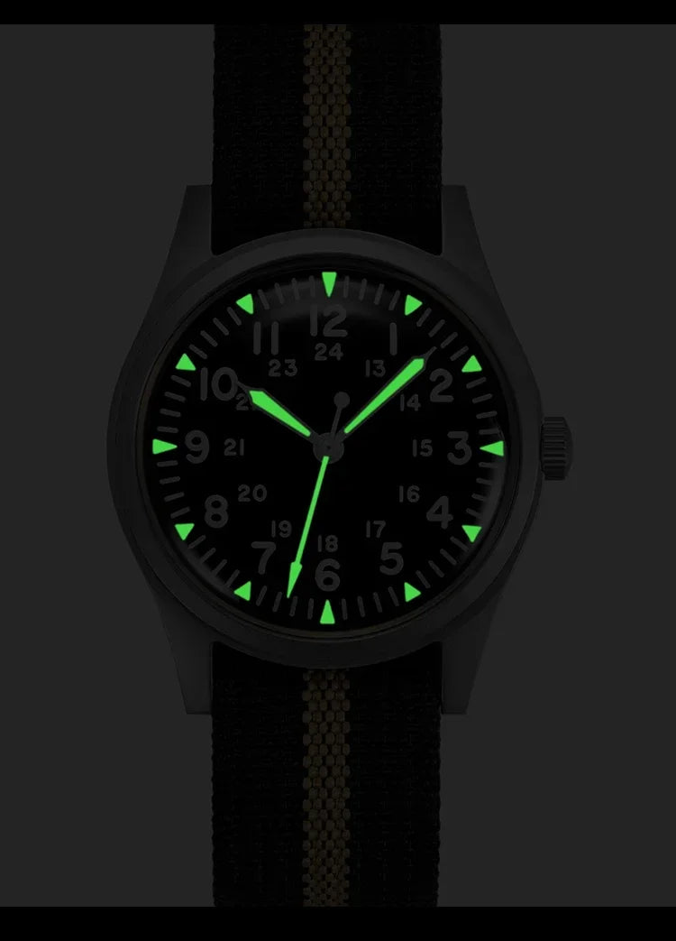 2025 New RDUNAE RA03 34.5mm Military Men Vintage Quartz Watch G10 Miyota 2035 Watches K1 Mineral Glass Stainless Steel Wristwatc