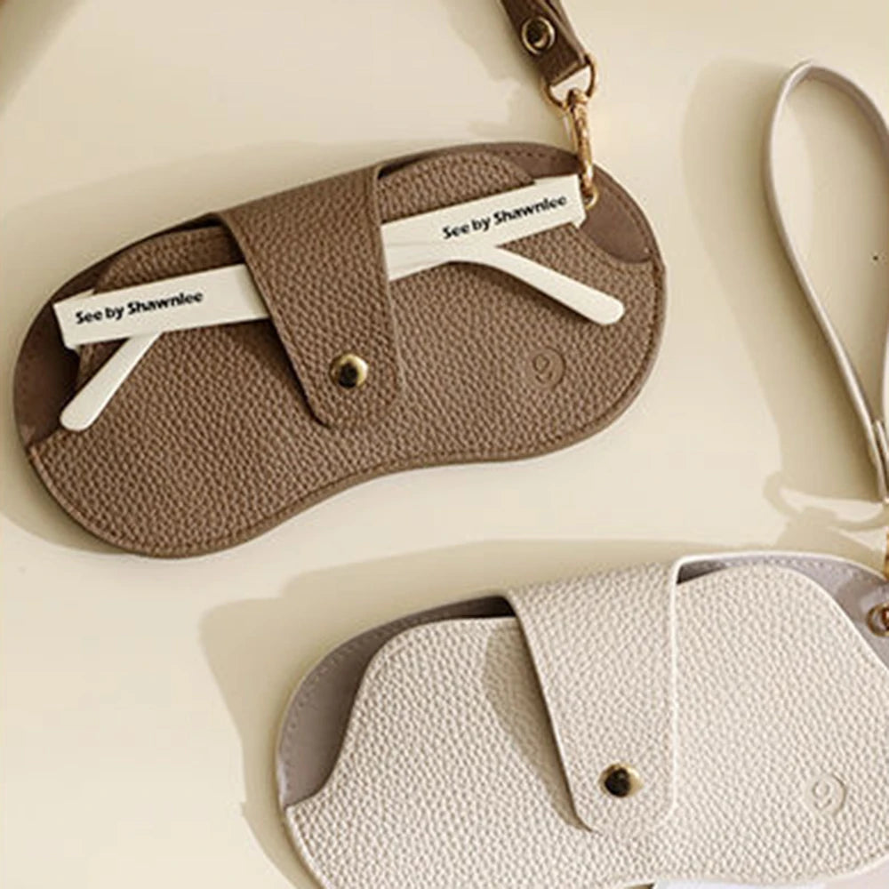 Soft Lychee Pattern Pu Leather Glasses Bag Retro Sunglasses Case Portable Myopia Frame Case Simple Eyeglasses Bag