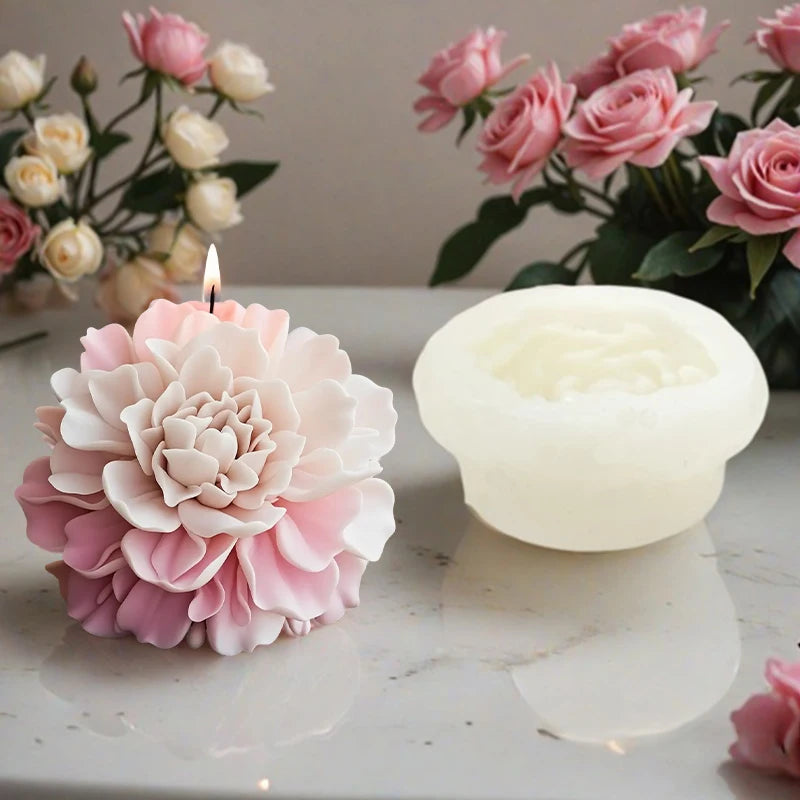 Hibiscus Flower Mold for Candle & Soap, Flat Base, Clear Texture, Easy to Demold & Clean, DIY Aromatherapy/Decoration, Essential