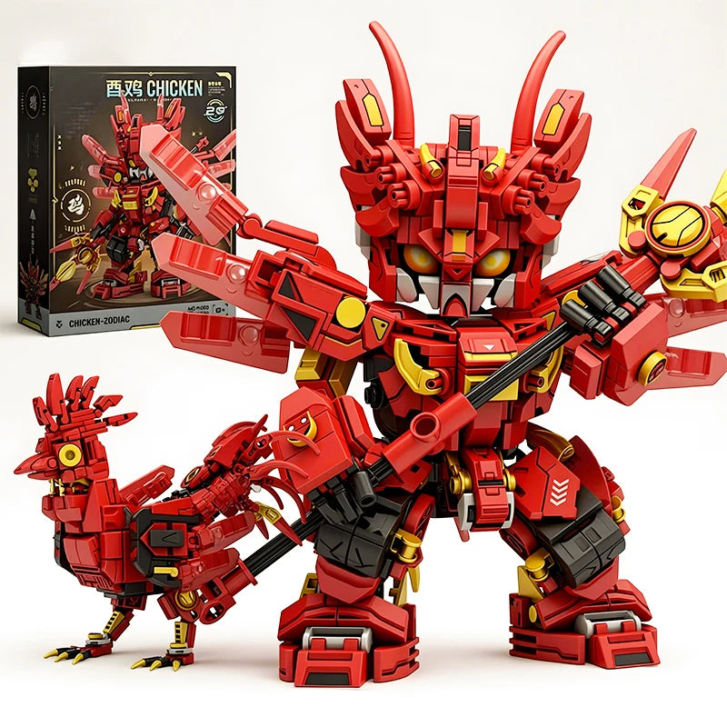 2in1 Transformable Robot Building Blocks Superhero Mecha Warrior Animal Building Blocks DIY Assembly Toy Childrens Holiday Gift