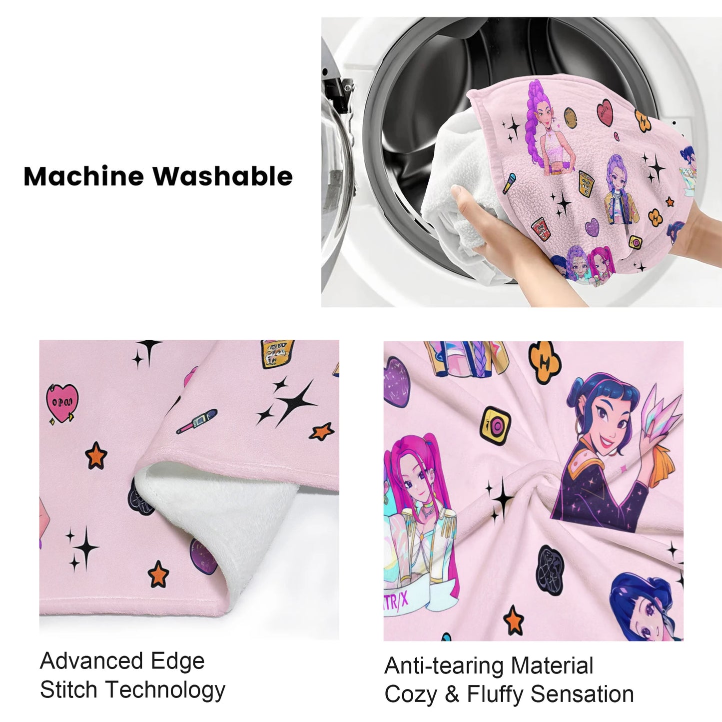 Cute Sticker K Pop Flannel Blanket: Cozy Up With Your Bias For Chill Days