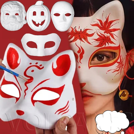 12/20/24 Pcs Halloween Mask DIY Paintable Blank Mask Paper Art Masks DIY Painting Masks For Masquerade Cosplay Party