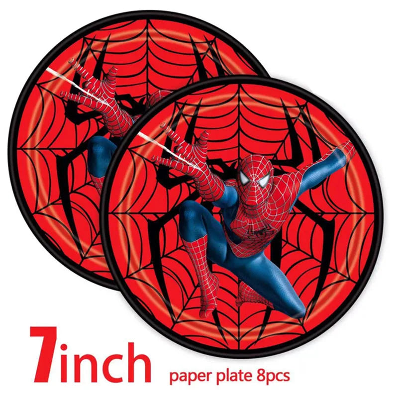 Spiderman Theme Birthday Party Decoration Blue Red SpiderMan Disposable Tableware Set Banner Balloons for Baby Shower Kids Gifts