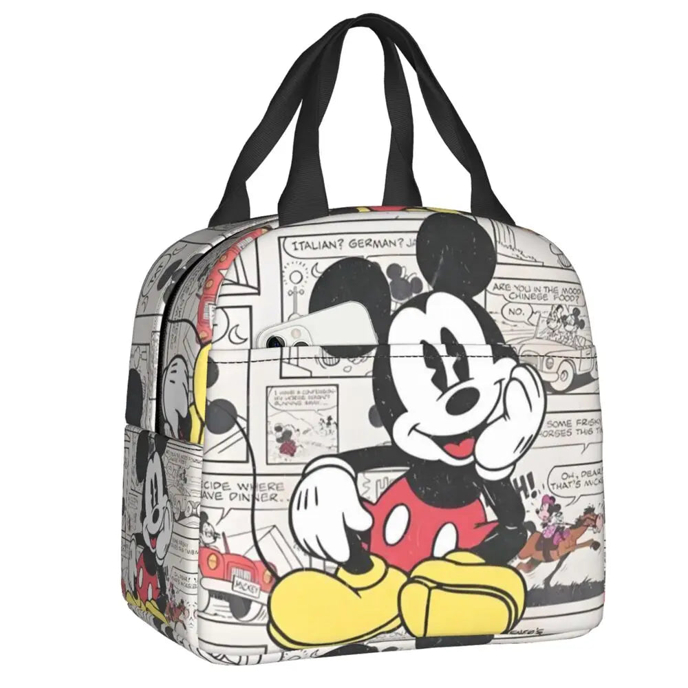 Custom Mickey Pink Minnie Mouse Lunch Bag Women Creative Design Cooler Warm Insulated Lunch Box for Kids School