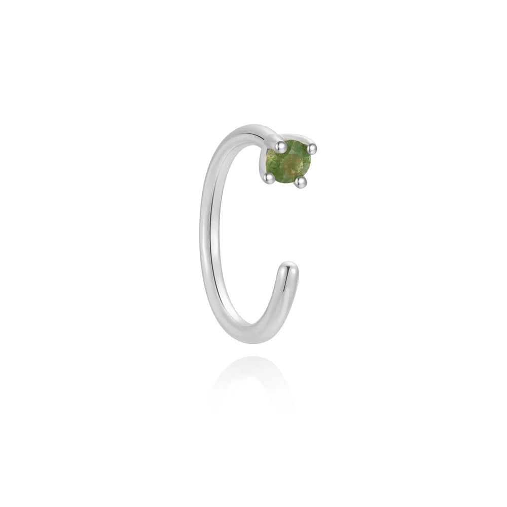 AIDE Water Grass Agate 925 Sterling Silver Flat Head Thread Piercing Earring Green Moss Piercing Ear Bone Earring Jewelry 1pc