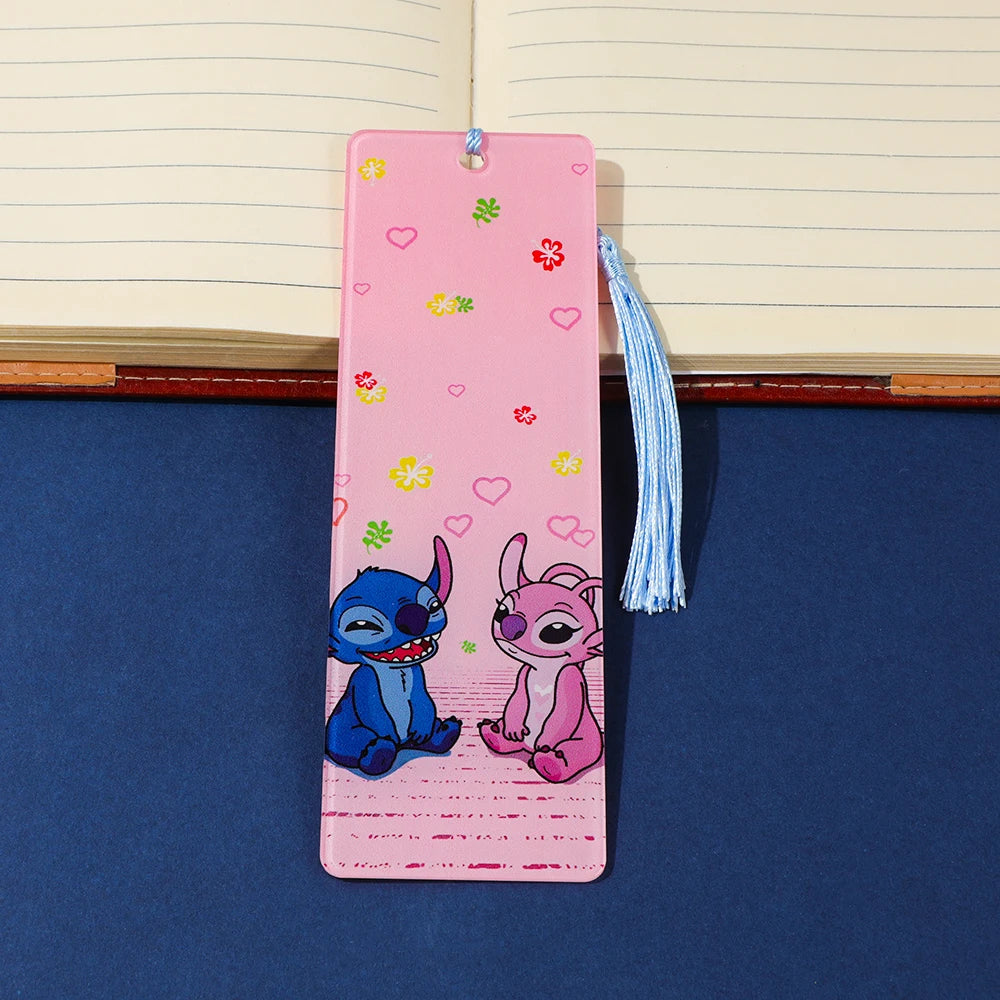 Cute Lilo & Stitch Acrylic Bookmark with Tassel Cartoon Anime Book Marker for Students Book Lovers Reading Decoration Stationery