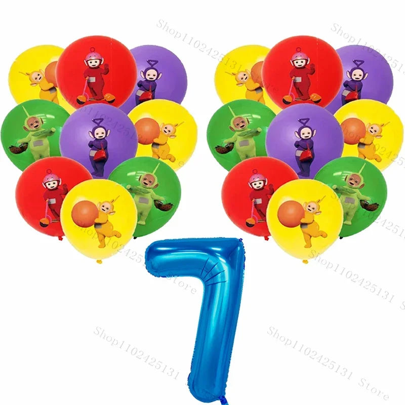 Teletubbies Birthday Party Decoration Tableware Set Paper Plates Balloons Banner Tablecloth For Kids Baby Shower Party Supplies