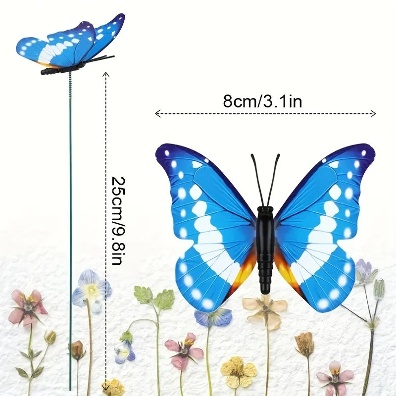 ，24pcs Glow In The Dark Luminous Butterfly Stakes - Perfect For Outdoor Garden Lawn Decoration!