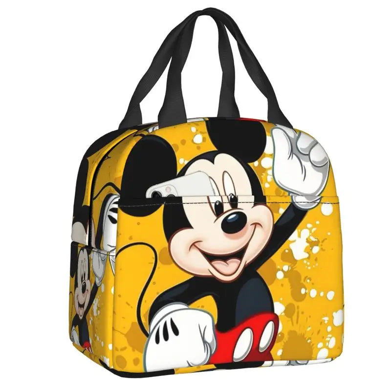 Custom Mickey Pink Minnie Mouse Lunch Bag Women Creative Design Cooler Warm Insulated Lunch Box for Kids School