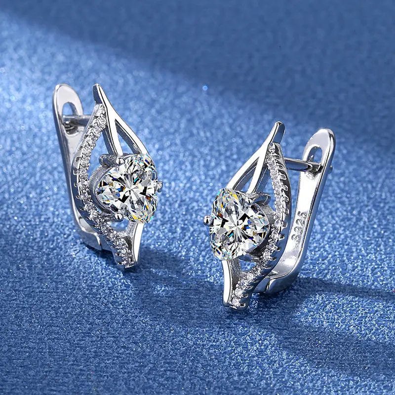 925 Sterling Silver Earrings Jewelry High Quality Retro Simple Pattern Purple White Zircon Earrings Hot Sale
