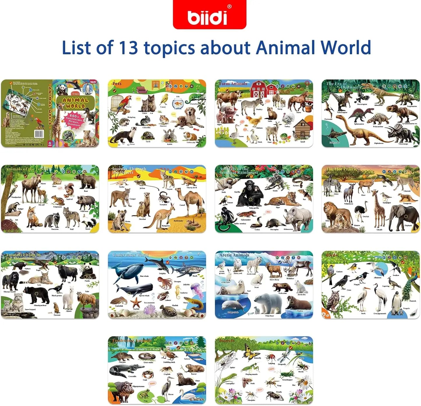 English Animal Sound Talking Book Autism Sensory Therapy Toys for Children Kids Travel Early Education Interactive Learning Aids