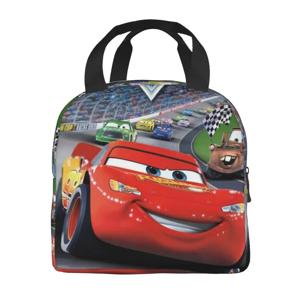 Custom Car 95 Lightning Mcqueen Insulated Lunch Bag for Women Resuable Racing Car Thermal Cooler Bento Box Office Picnic Travel