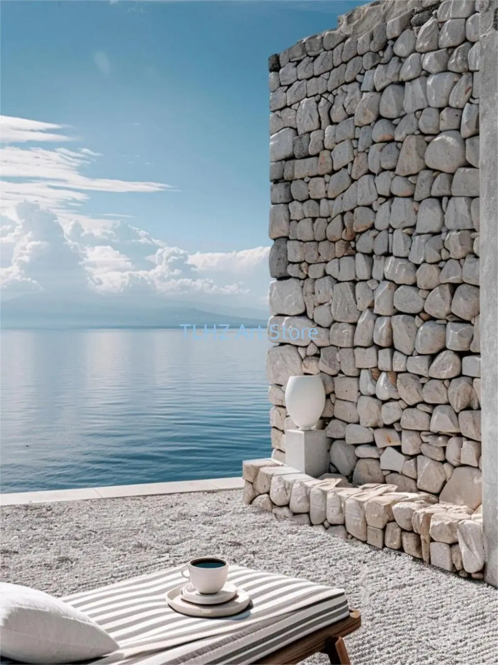 Modern Greece Summer Coast Santorini Travel Landscape Posters and Prints Canvas Printing Wall Art Picture for Living Room Decor