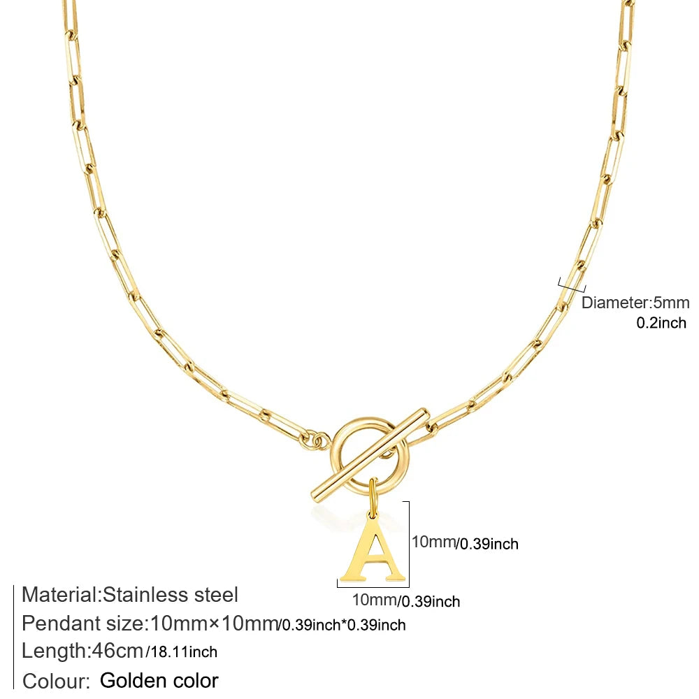 Women's stainless steel Initial necklace A-Z Letter charms pendant Choker Women collar Chain Ot Deduction Necklace For Women2025