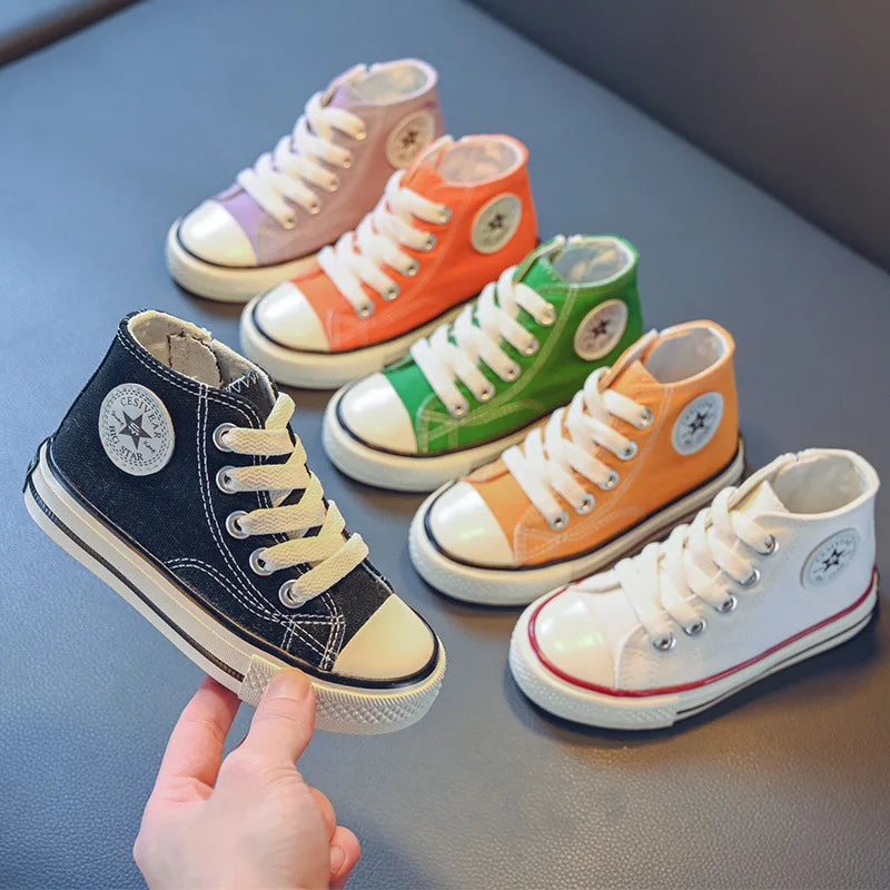 Children's Mid-Top Canvas Shoes Soft Bottom Comfortable Casual Children's Shoes Boys and Girls Non-slip Breathable Board Shoes