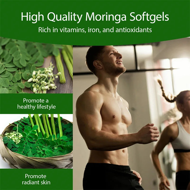 200 Capsules Pure Moringa Oleifera Leaf Powder Supplement Energy, Metabolism, & Immune Support and Skin Beauty