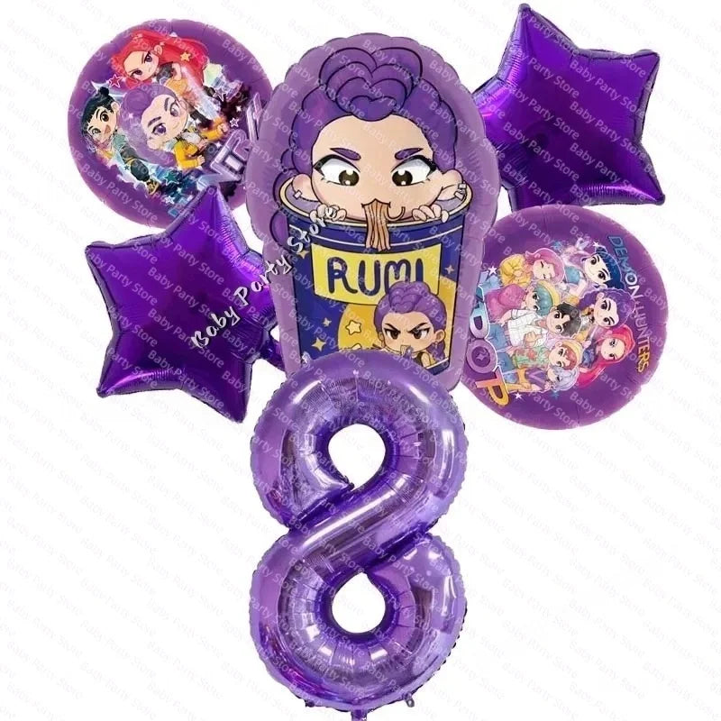 KPop Demon Hunter Theme 18-inch Cartoon Anime Foil Balloon Set for Baby Shower Supplies Kids Birthday Party Decorations Gifts