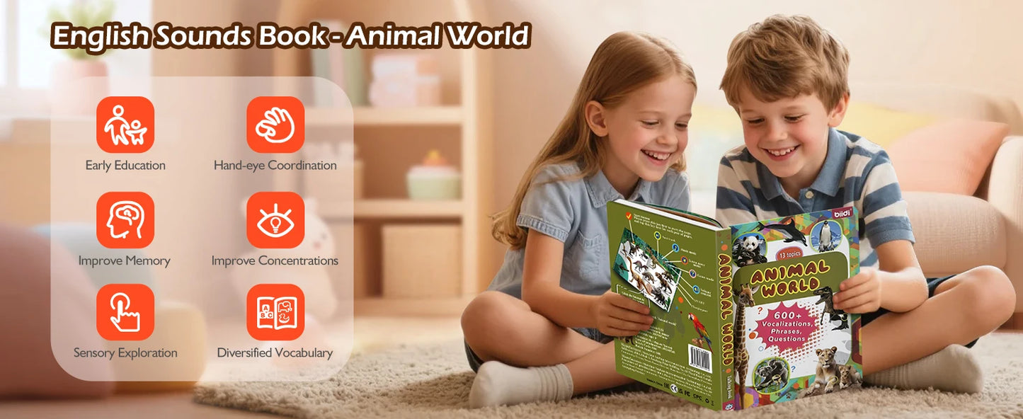 English Animal Sound Talking Book Autism Sensory Therapy Toys for Children Kids Travel Early Education Interactive Learning Aids