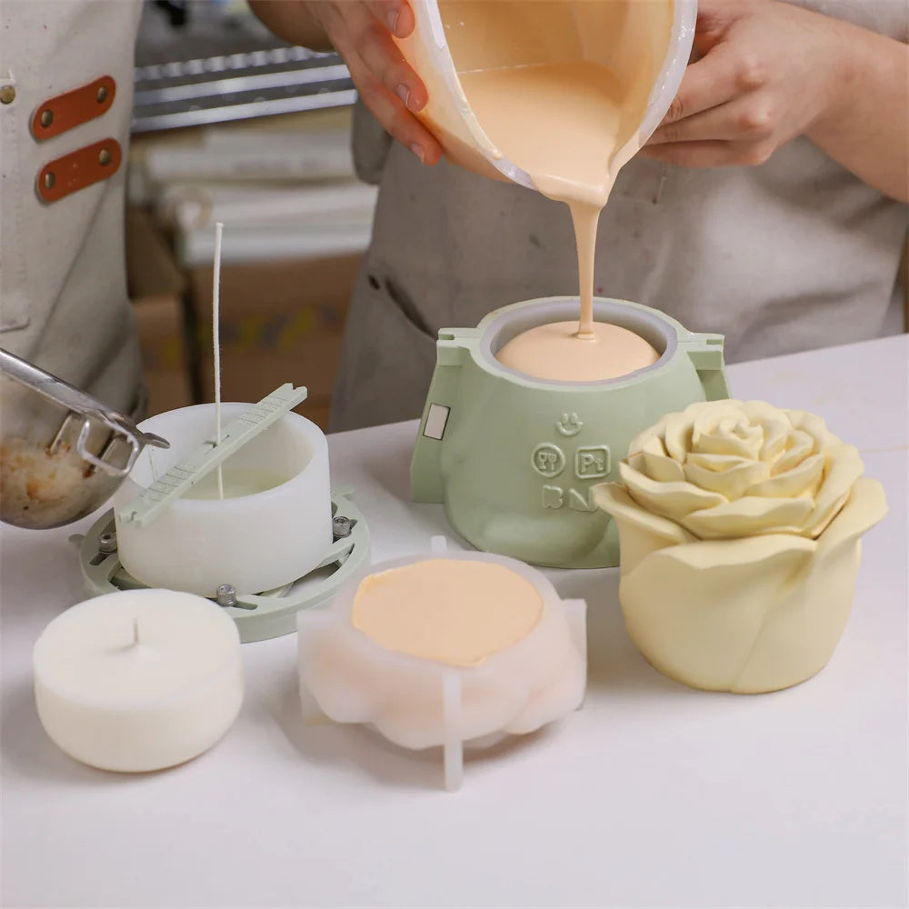 Nicole Eternal Rose Candle Jar Concrete Mold Candle Refill Silicone Mold DIY Handmade Gifts Tools Home Decor
