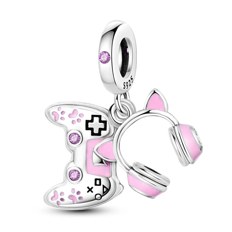 925 Sterling Silver Pink Series Charms Bow Tie Girl Cake Princess Beads Pendant Fit Original Bracelet DIY Jewelry Gift For Woman