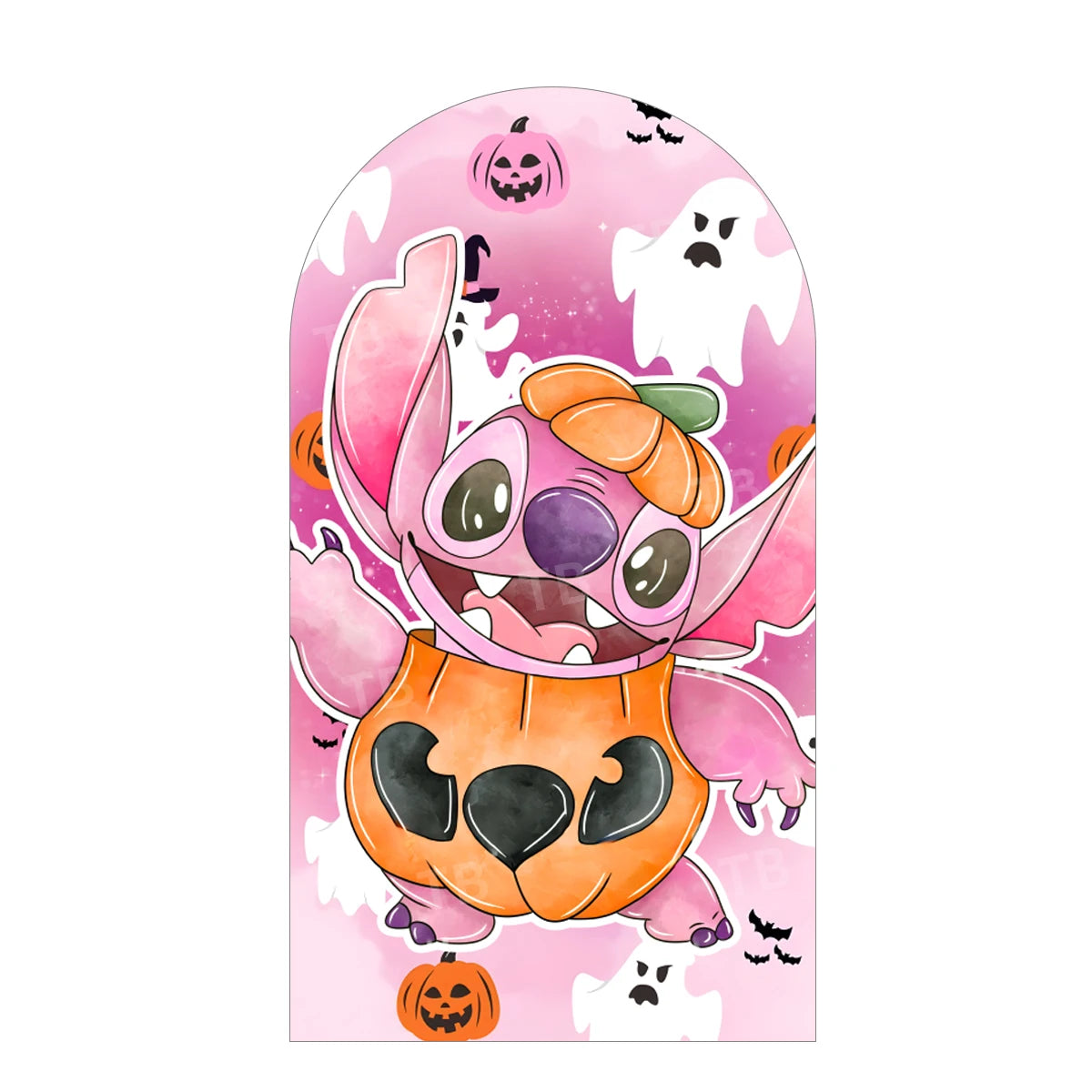 TB Disney Stitch & Angel Arch Backdrop Cover Halloween Theme Baby Shower Kids Birthday Party Decor Photography Background Wall