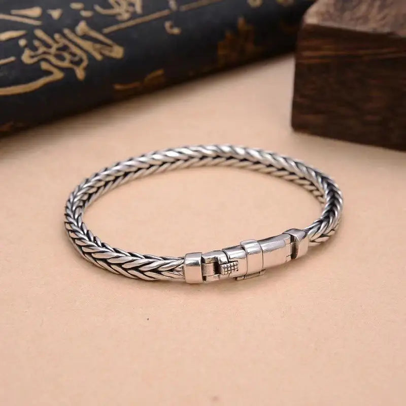 S925 Sterling Silve Twisted Bracelets For Men Hip Hop Handmade Exquisite Unique Fashion Jewelry Gift Factory Price
