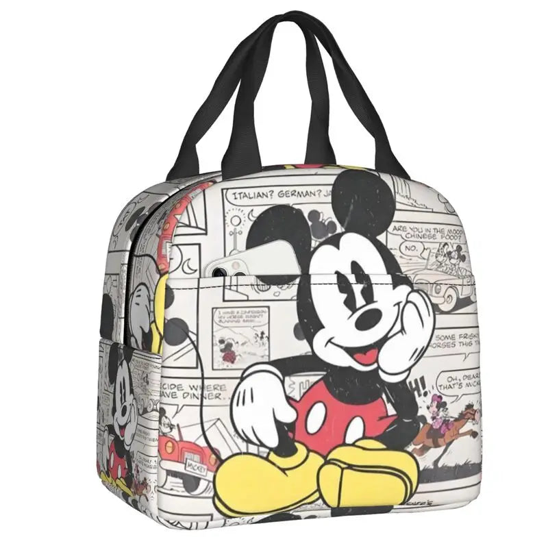 Custom Mickey Pink Minnie Mouse Lunch Bag Women Creative Design Cooler Warm Insulated Lunch Box for Kids School