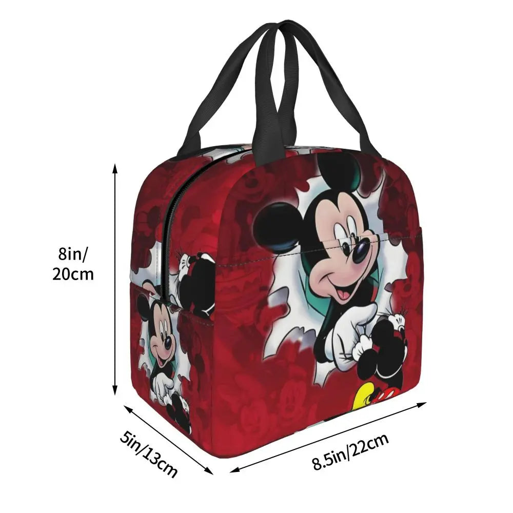 Custom Mickey Pink Minnie Mouse Lunch Bag Women Creative Design Cooler Warm Insulated Lunch Box for Kids School