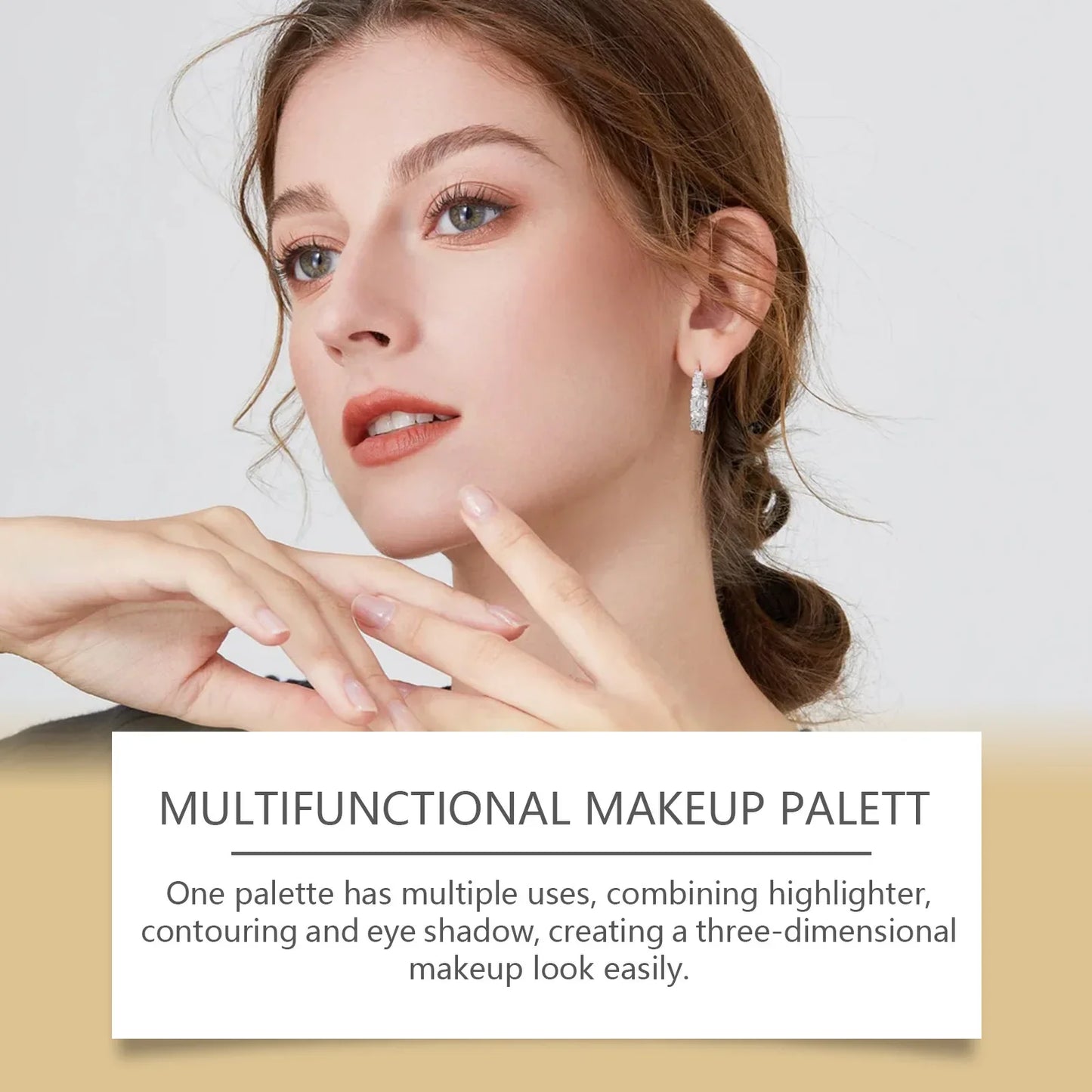 Multicolor Baked Powder Makeup Set Waterproof Brightening Setting Concealing Smudge Proof with 3 Pcs Brushes Valentine's Day Gif