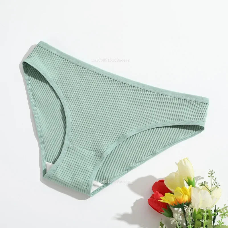 Cotton Seamless Panties Ribbed Cotton Briefs Ladies Low Waist Panty Sports Underwear Girls Breathable Underpants Lingerie