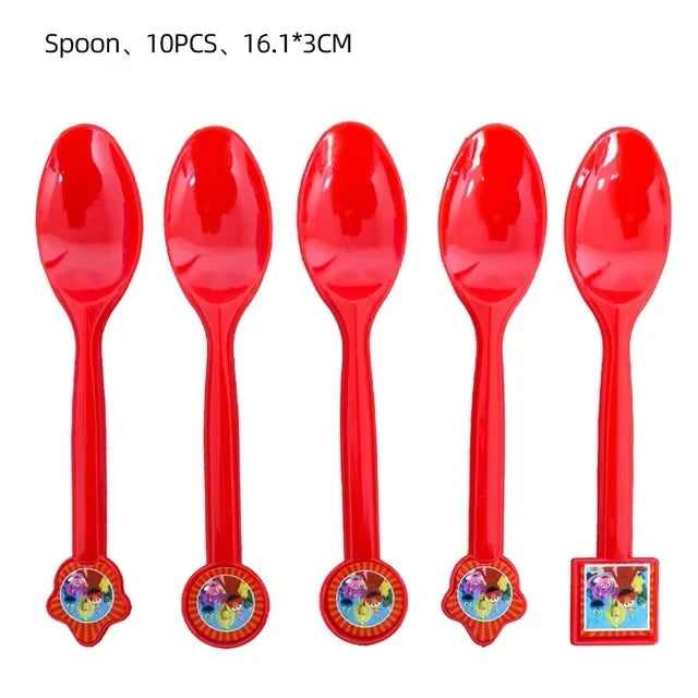 Cartoon Sesames  Street Birthday Party Decor Elmo and Friends Theme Tablecloth Plate Balloon Set Cake Decor Baby Shower