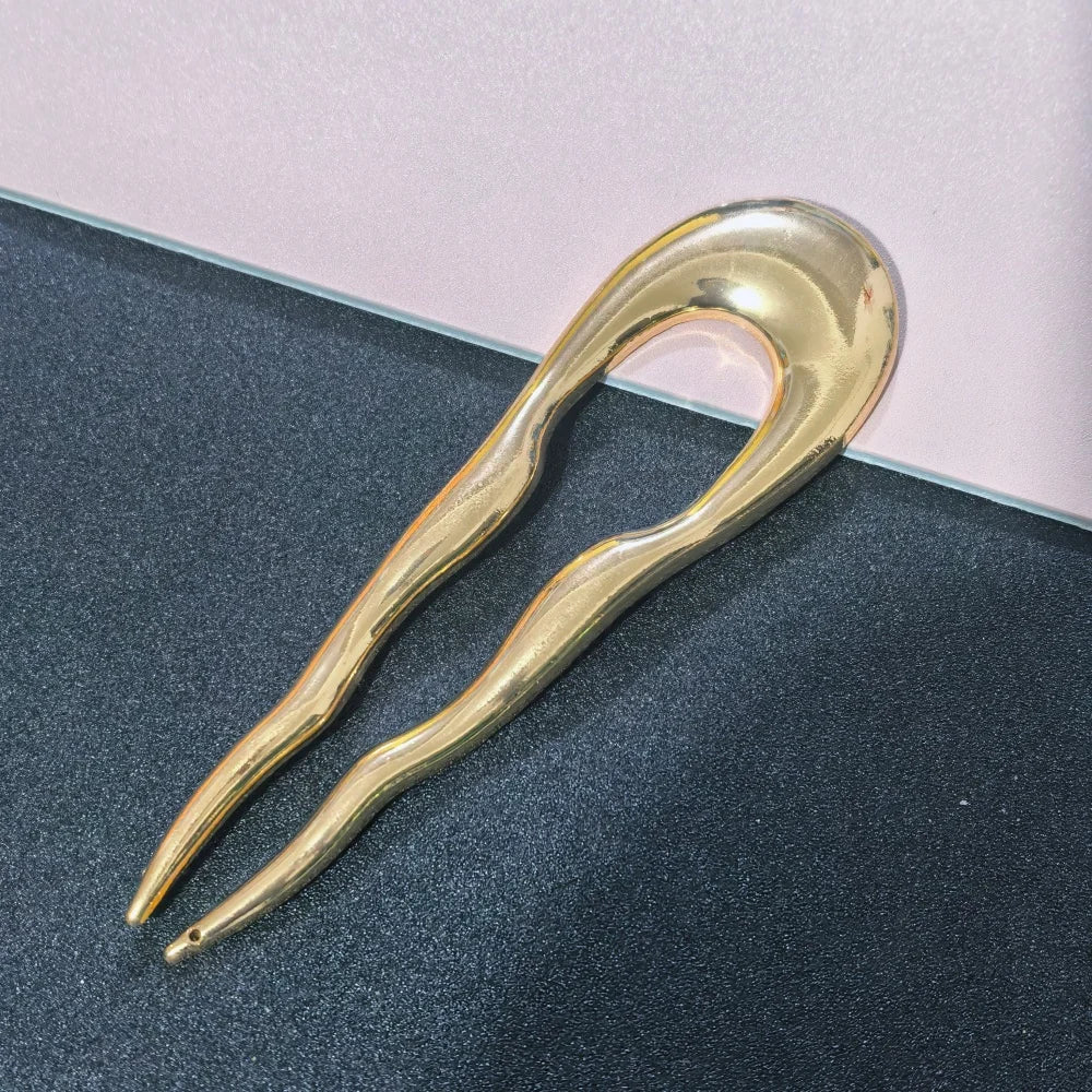 Vintage Metal U-Shaped Hair Fork Fashion Geometric Irregular Alloy Hairpin Clips Headwear Women Girls Simple Hair Sticks Gifts
