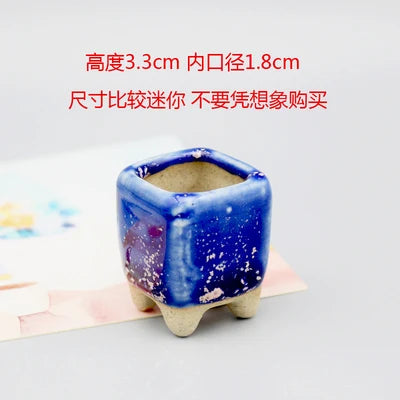 5/15pc Super Mini Succulent Flower Pot Coarse Ceramic Flow Glaze Ice Cracking Handmade Basin Breathable Minimalist Thumb Basin