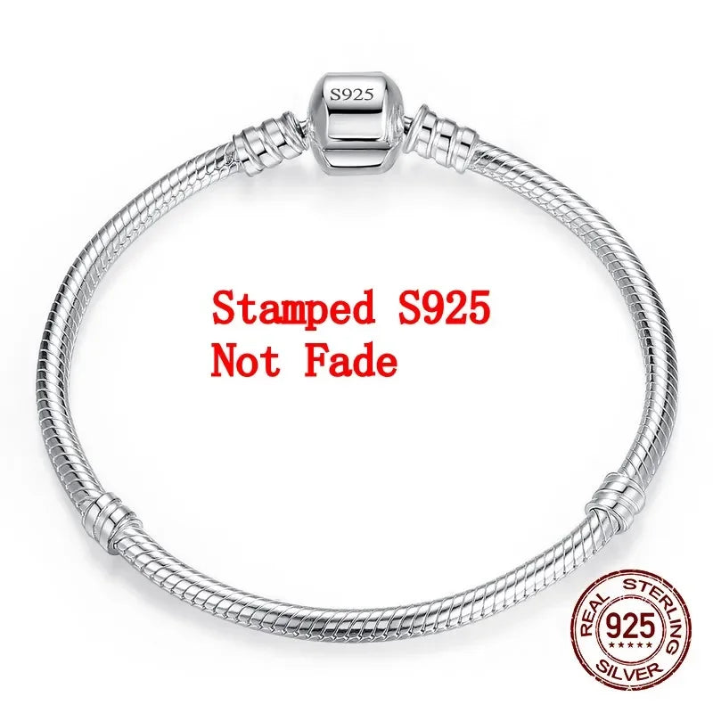 TOP SALE Authentic 100% 925 Sterling Silver 3MM Snake Chain Bangle & Bracelet for Women Luxury Jewelry 16-23CM