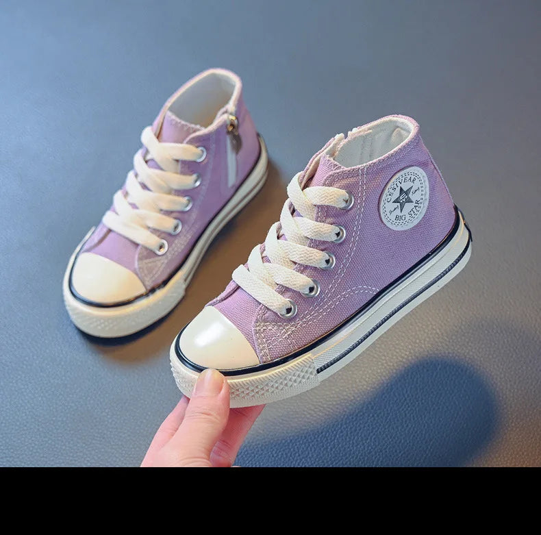 Children's Mid-Top Canvas Shoes Soft Bottom Comfortable Casual Children's Shoes Boys and Girls Non-slip Breathable Board Shoes