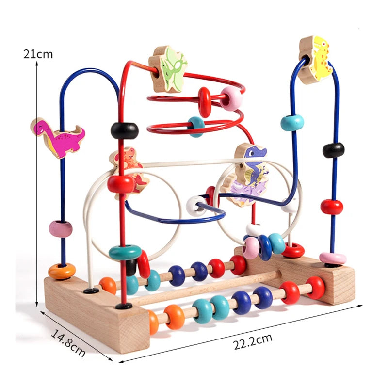 Montessori Baby Toys Wooden Roller Coaster Bead Maze Abacus Math Toys Toddler Early Educational Toys for 1 2 3 Years Kids Gifts