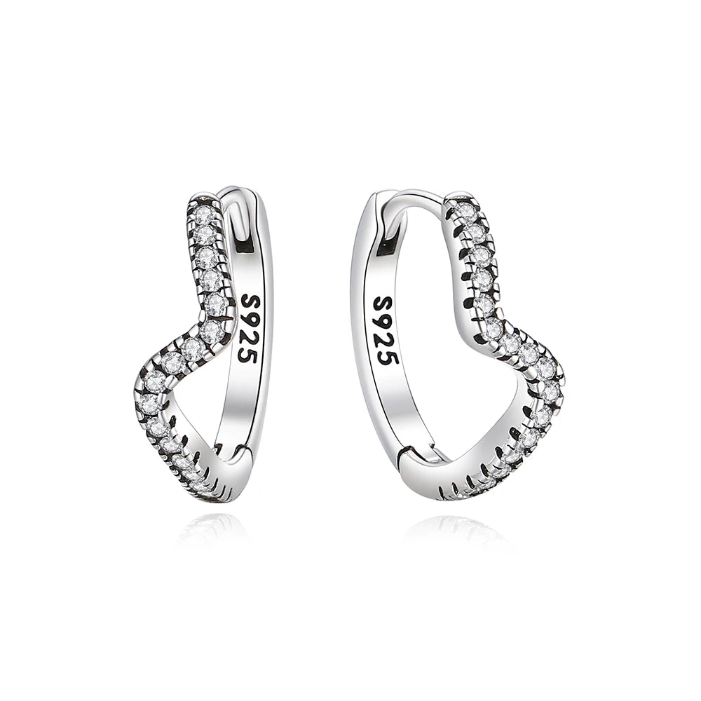 New 2025 Original 925 Sterling Silver Earrings For Women Piercing Hoop Love Heart Earings Rose Gold Wedding Gift Luxury Jewelry