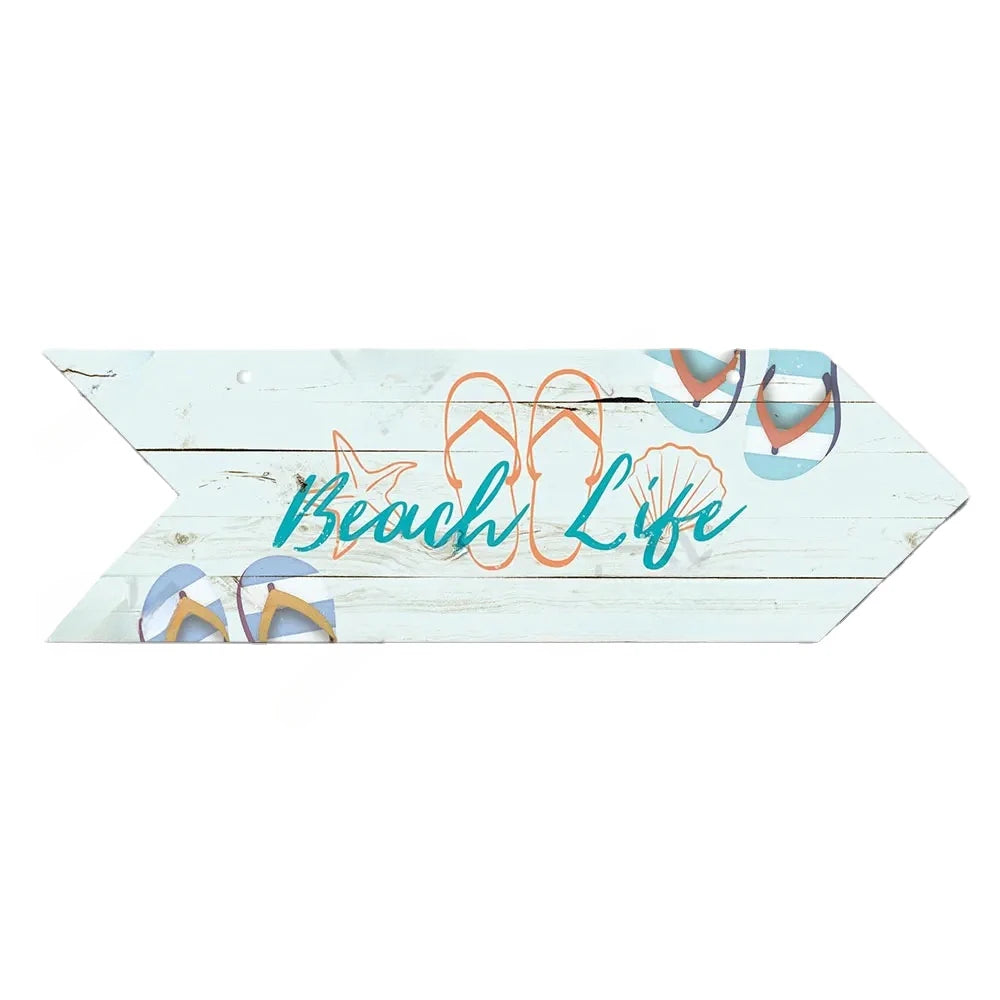 Beach Arrow Wooden Sign Beach Seaside Road Guide Wall Decoration Indicator Hanging Beach House  Wall Plaque Decor