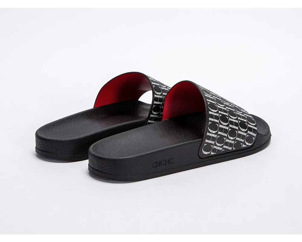Fashionable Classic Simplicity Women's New 2024 Slippers PVC Material Letter Printing Outdoor Casual Flat Bottom Slippers