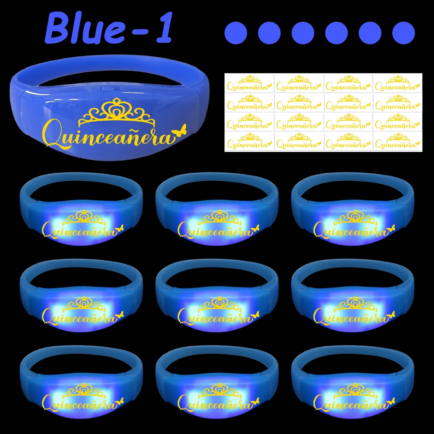 30-200Pcs Quinceanera Music & Sound Activated LED Bracelet Glow Recuerdos Para 15 Años XV Quinceañeras decorations Party Favors