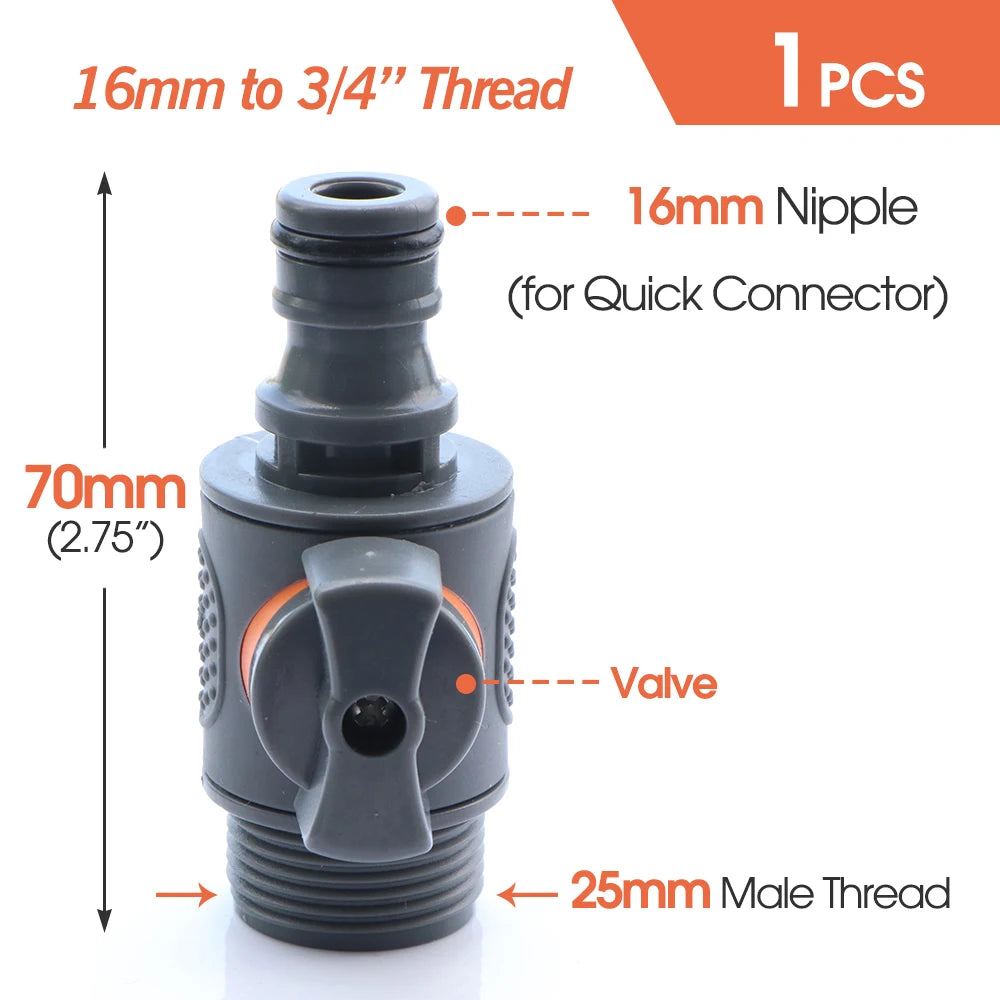 Garden Hose Quick Connector 1/2 3/4 Inch Pipe Coupler Stop Water Connector for Car Wash 20/16mm Irrigation Tube Repair Joints